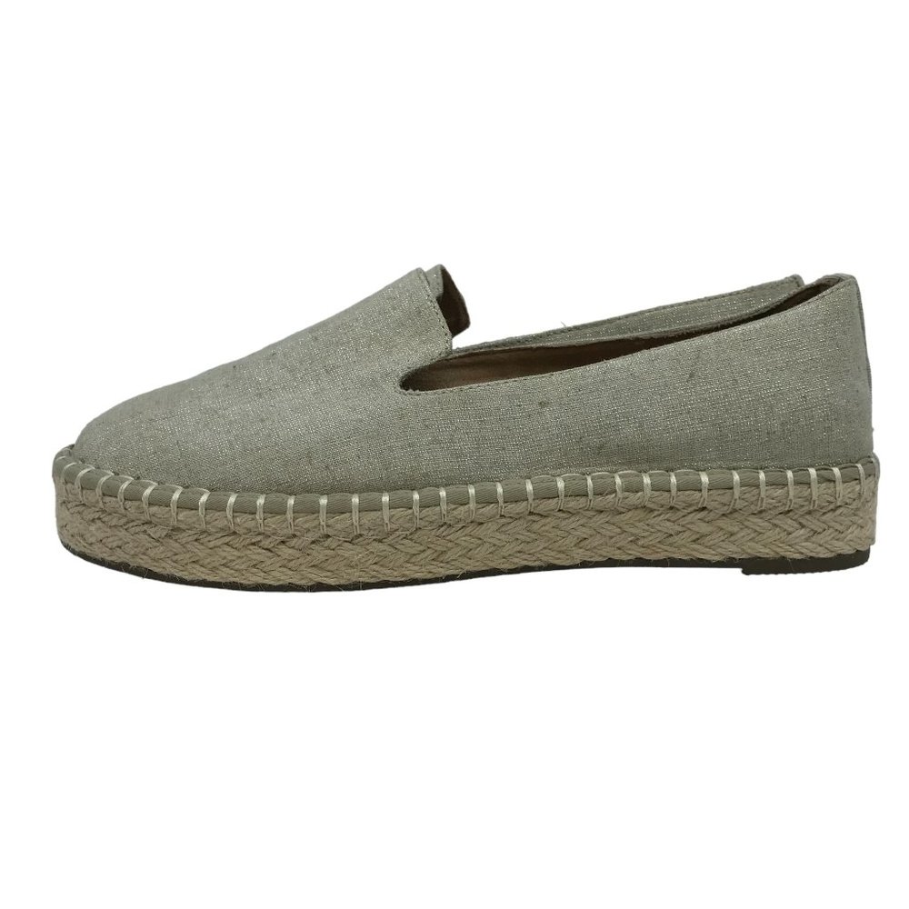 JOIE Cara Womens 8M Platform Espadrilles Tan & Silver Fabric Memory Foam - Picture 6 of 10